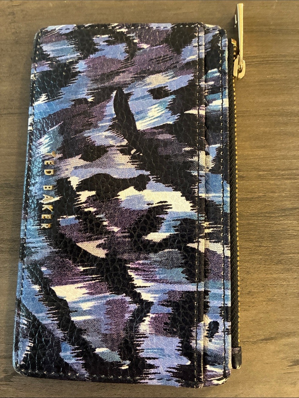 Ted Baker Blue and Purple Printed Zip Card Wallet